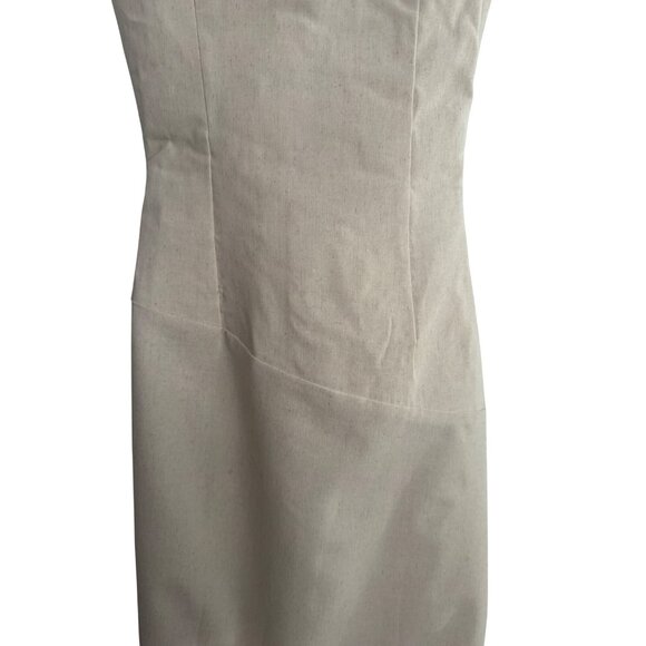 2/$25 NWT PrettyLittleThing 0 Muslin Beige Strapless Asymmetric Hem Dress - Picture 11 of 16